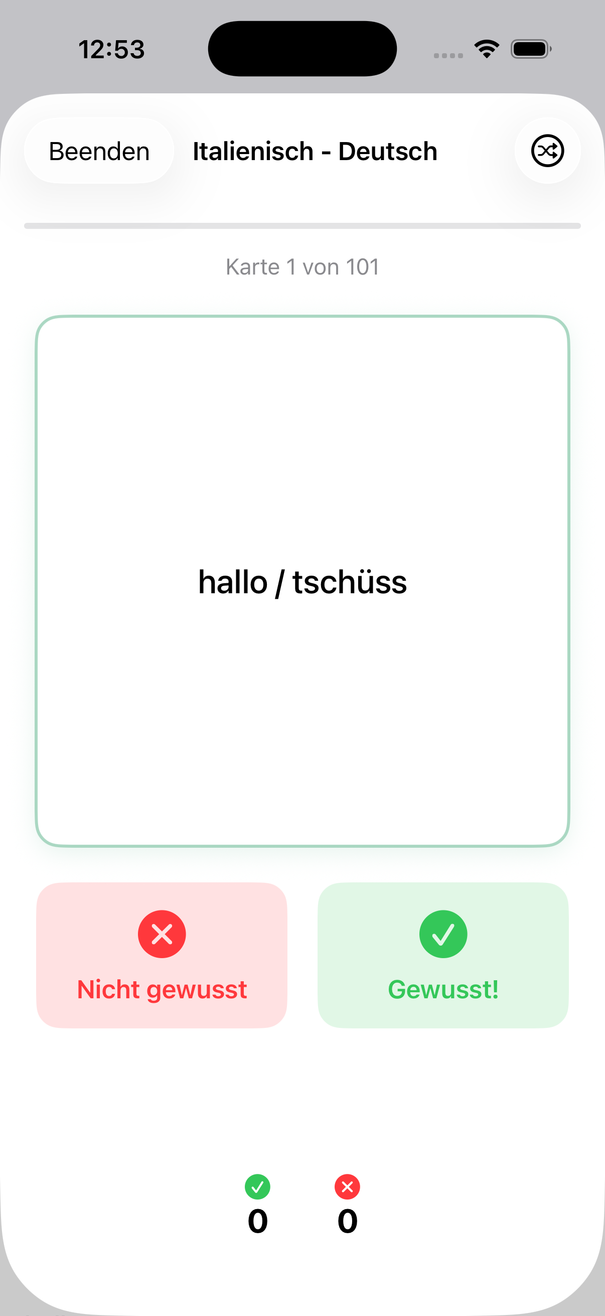 Karte umdrehen — Rückseite